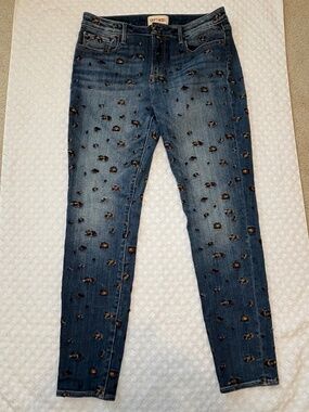 Driftwood Jackie Leopard Print Embroidered Skinny Jeans | W30 L28